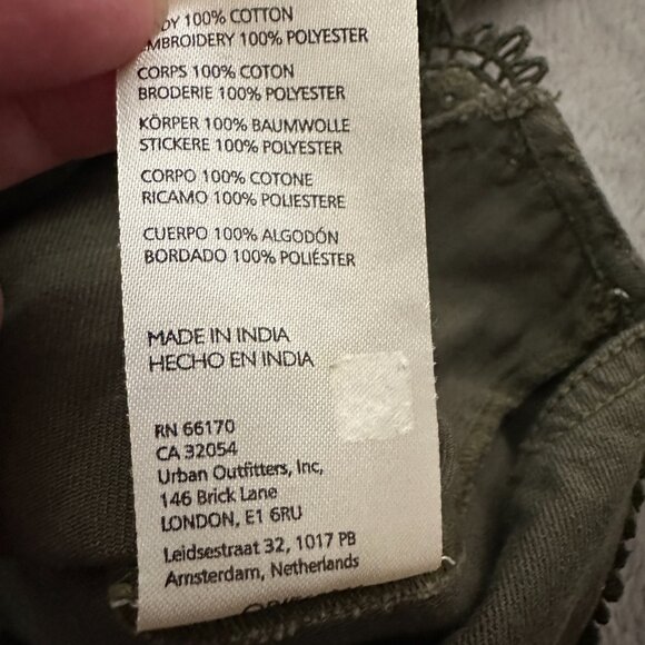 Pilcro Anthropologie Olive Green Eyelet Lace Button Down Shirt XS Blouse - Picture 7 of 7